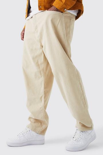 Plus Fixed Waist Tapered Cord Trouser stone