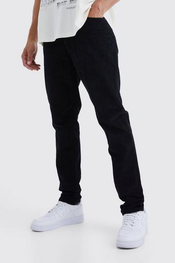 Tall Fixed Waist Tapered Cord Trouser black