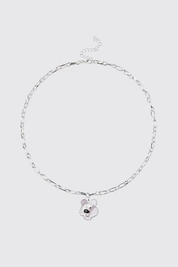 Bear Pendant Chain Necklace silver