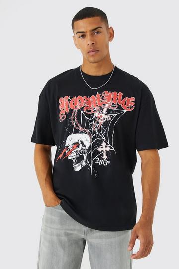 Oversized Gothic Homme Graphic T-shirt black