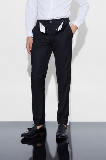 Black Slim Fit Double Waistband Trouser