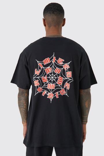 Black Oversized Heavyweight Gothic Spider T-shirt
