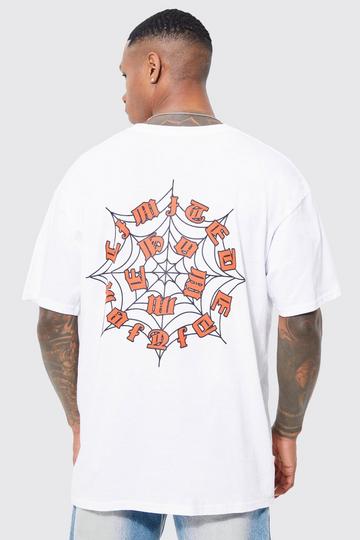 Oversized Heavyweight Gothic Spider T-shirt white