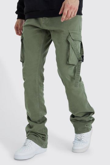 Men's olive green cargo pants | boohoo UK