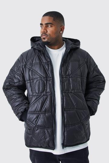 Plus Homme Quilted Puffer With Hood black
