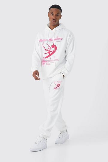 Pour Homme Graphic Hooded Tracksuit white