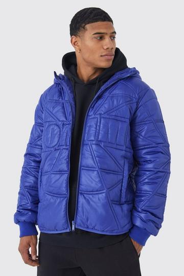 Homme Quilted Puffer With Hood blue