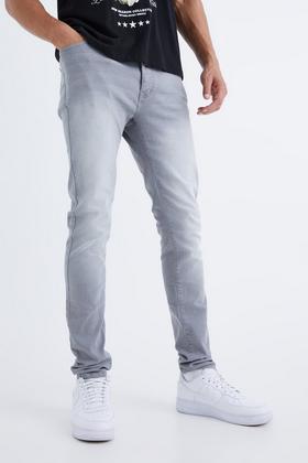 Men's Tapered Stretch Stacked Jeans With Ankle Zips