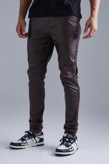 Tall Skinny Stacked Coated Twill Trouser chocolate