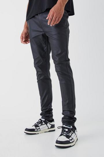Tall Skinny Stacked Coated Twill Trouser black