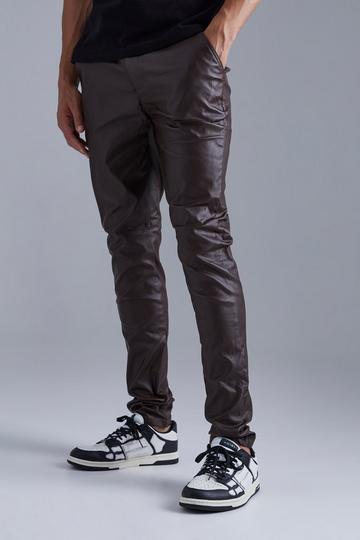 Tall Skinny Fit Coated Twill Trouser chocolate