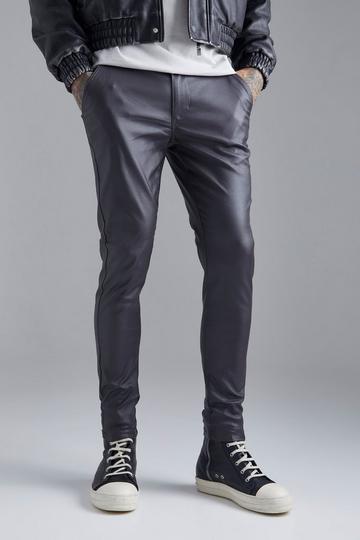 Skinny Fit Coated Twill Trouser charcoal