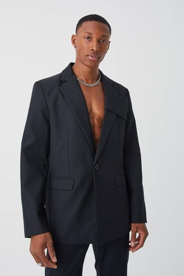 Relaxed Fit Front Panel Blazer black