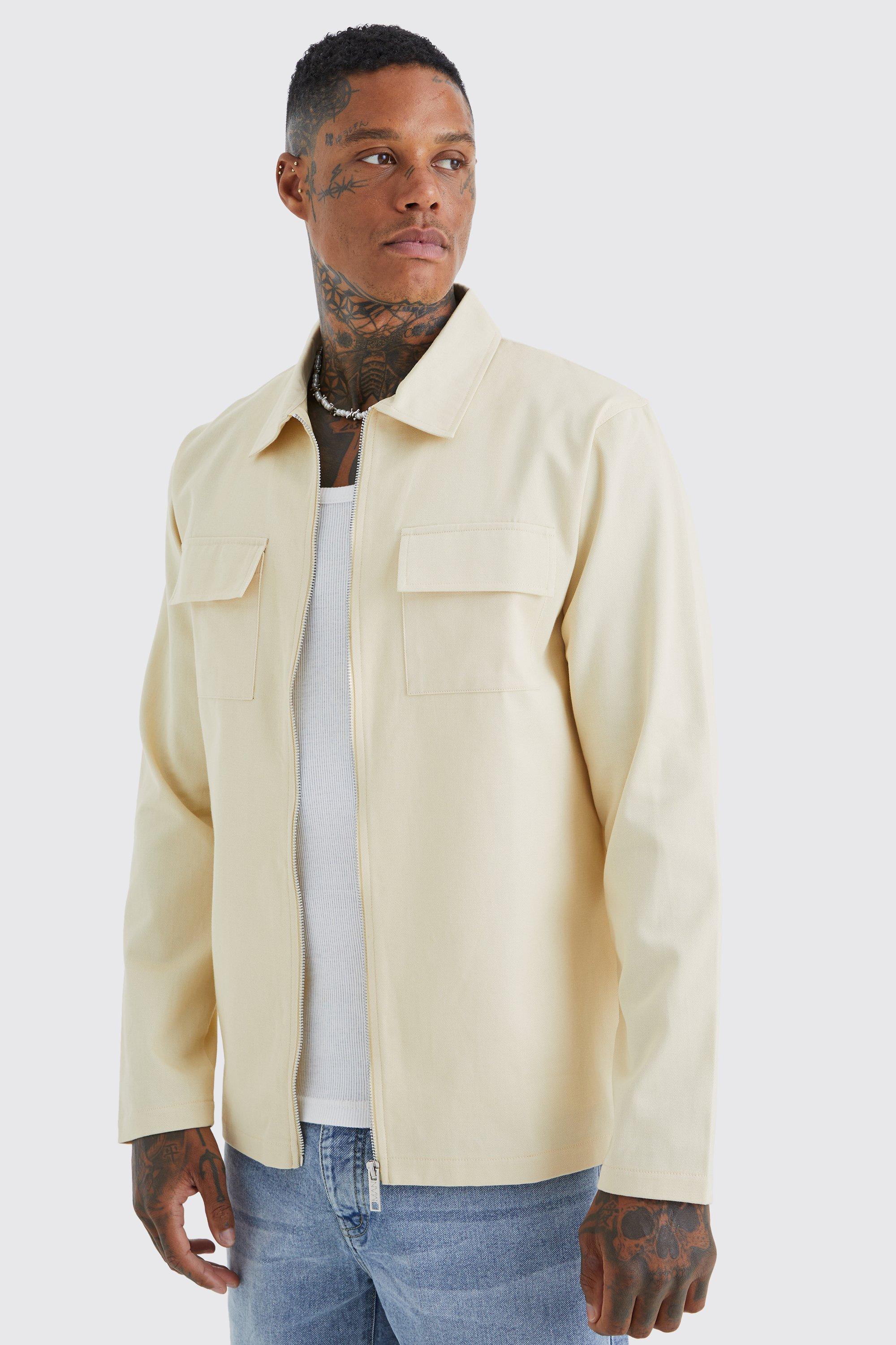 Heavyweight Herringbone Overshirt | boohoo