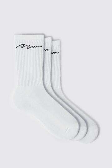 3 Pack Man Signature Sport Socks white