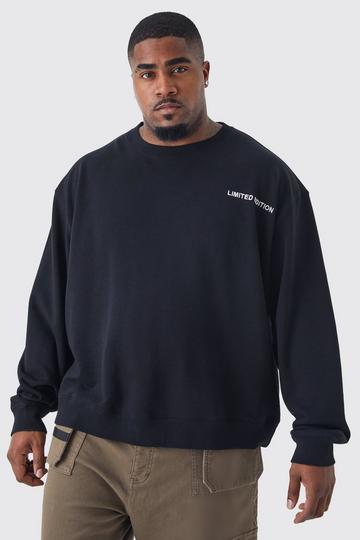 Black Plus Oversized Boxy Loopback Sweatshirt