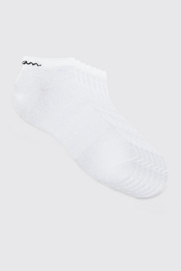White 7 Pack Man Signature Trainer Socks