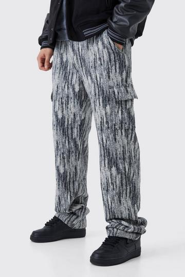 Tall Relaxed Fit Tapestry Cargo Trouser black
