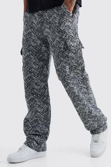 Tall Relaxed Fit Tapestry Cargo Trouser charcoal