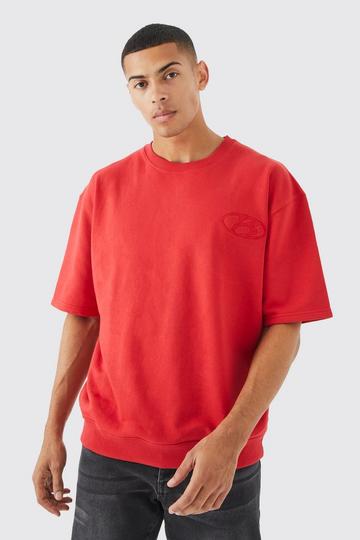 Short Sleeve Oversized Boxy Sweatshirt red