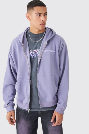 Oversized Loopback Zip Through Hoodie lavender