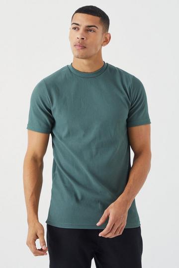 Green Slim Ottoman Rib T-shirt