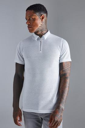 Slim Heavyweight 1/4 Zip Ribbed Polo