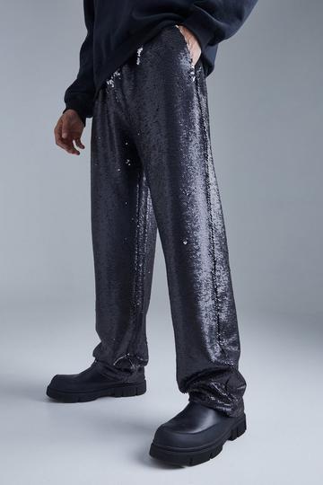 Relaxed Fit Sequin Trouser black