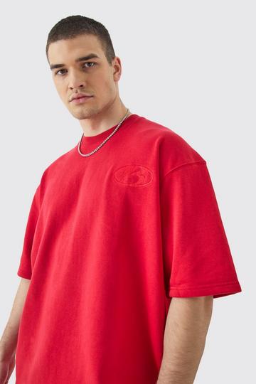 Red Tall Oversized Short Sleeve Lightweight Boxy Sweatshirt