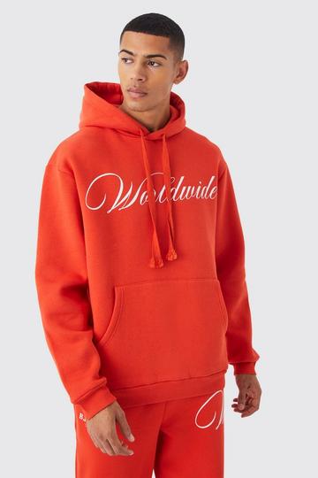 Oversized Chunky Drawcord Printed Hoodie coral