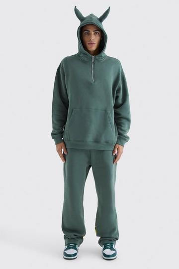 Oversized Devil Horn Graffiti Tracksuit khaki