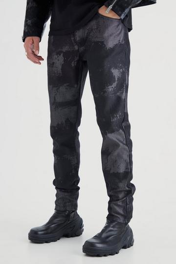 Black Slim Rigid Bleached Gusset Jeans