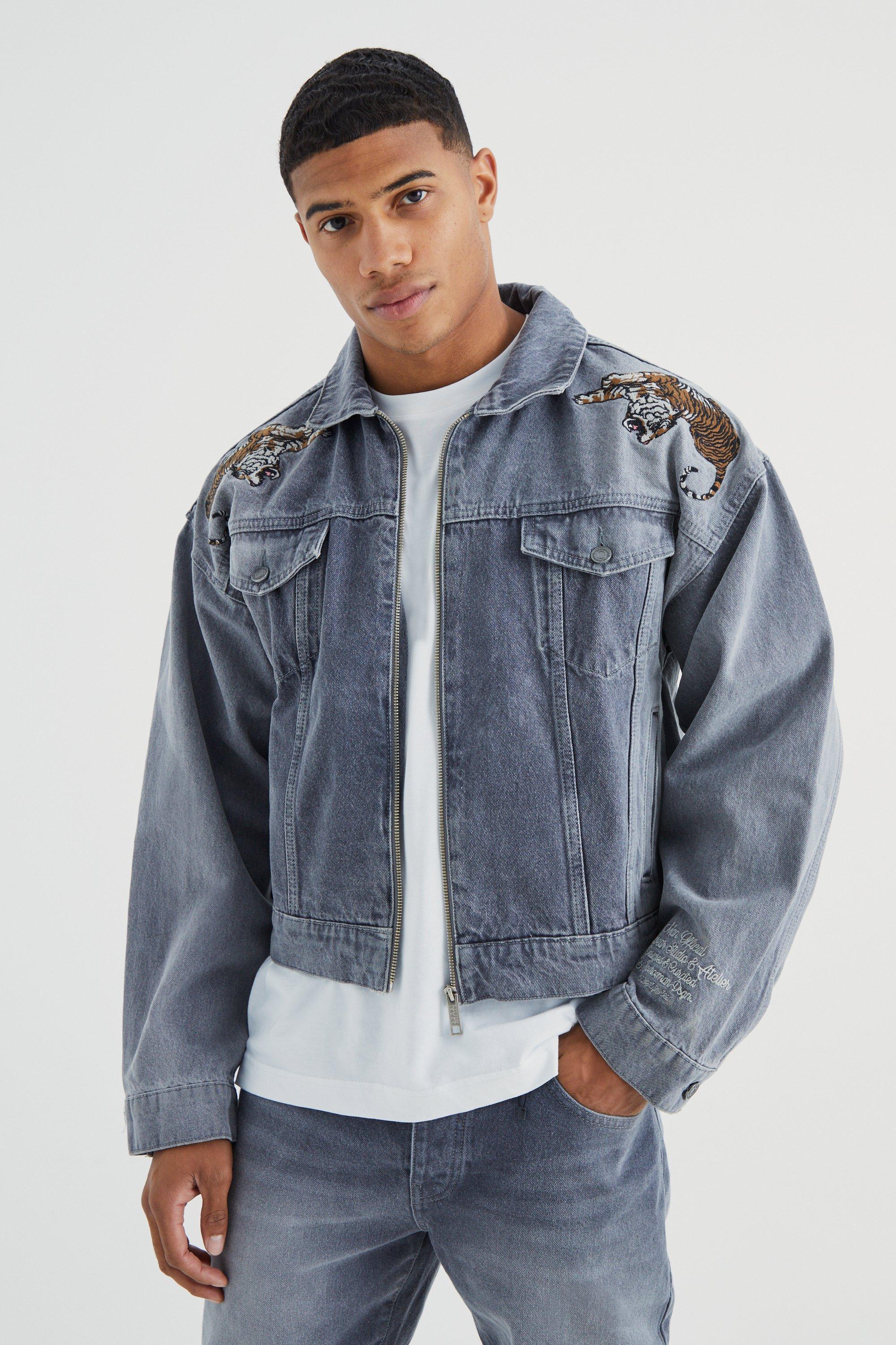 Veste en discount jeans col mouton