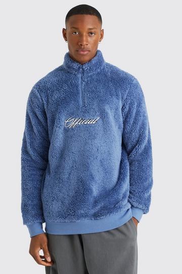 Blue Official Piping Borg 1/4 Zip Funnel Sweat