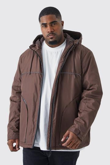 Plus Relaxed Riptstop Jacket With Reflective chocolate