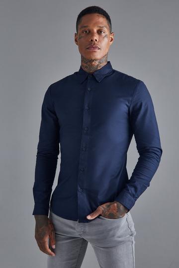 Long Sleeve Muscle Fit Shirt navy