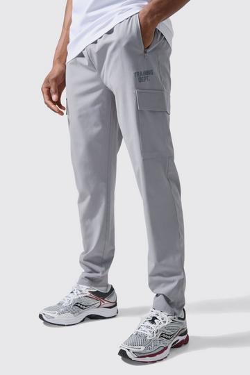 Grey Active Training Dept Tapered Cargo Joggers