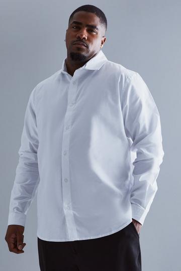 Plus Size Long Sleeve Oxford Shirt white