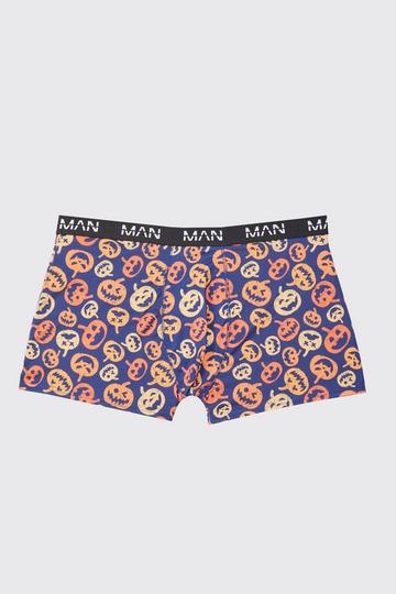 Plus Halloween Pumpkin Print Boxers navy