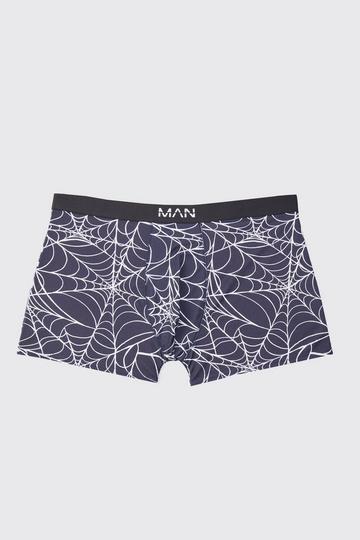 Plus Halloween Spider Web Print Boxers black