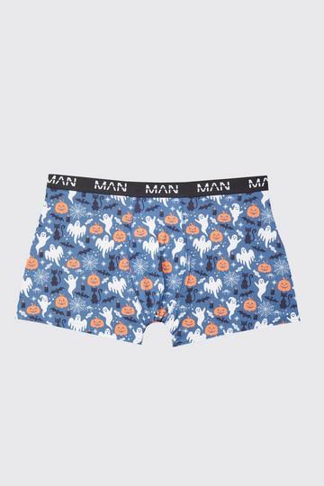 Plus Halloween Spooky Print Boxers blue