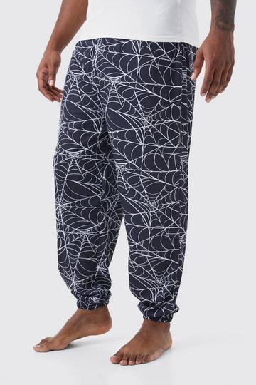 Plus Halloween Spider Web Print Lounge Joggers black
