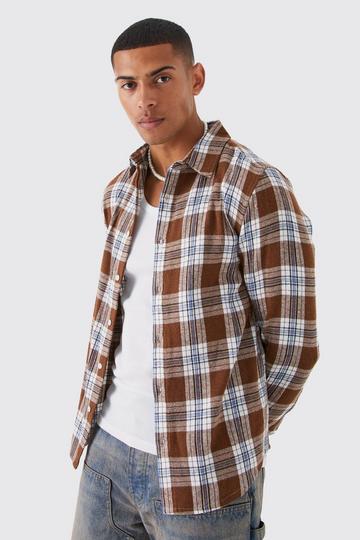 Long Sleeve Faded Check Shirt stone