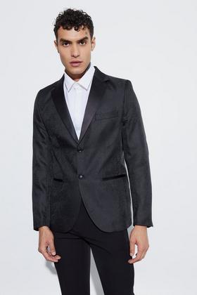 boohoo Men's Slim Baroque Velour Suit Jacket