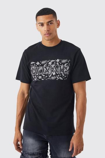 Paisley Interlock Homme Slogan T-shirt black