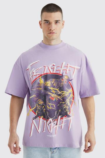 Tall Oversized Fright Club Graphic T-shirt lilac