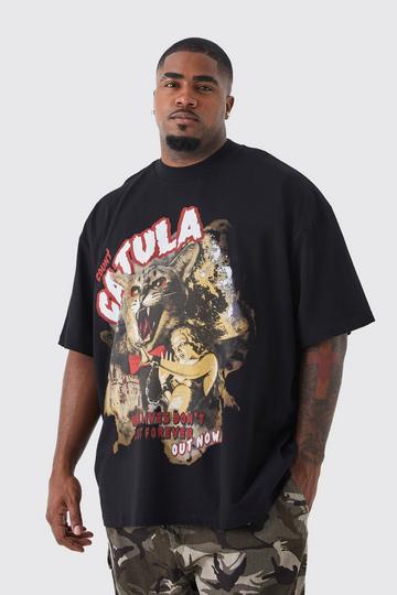 Plus Oversized Cataula Graphic T-shirt black