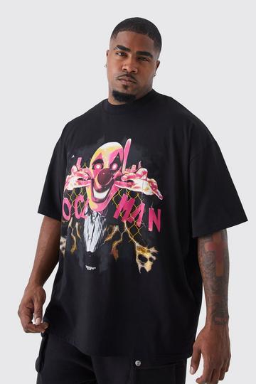 Plus Oversized Halloween Clown Graphic T-shirt black