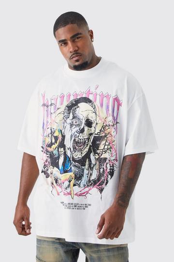 Plus Oversized Haunting Graphic T-shirt ecru