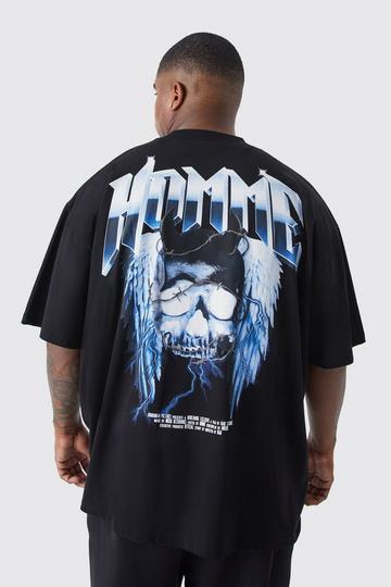Plus Oversized Skeleton Homme T-shirt black